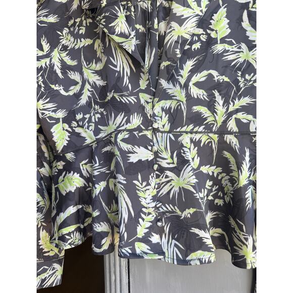 Free People Intimates Top Sz L Silky Print Loungewear Peplum in Gray Green - Picture 4 of 6